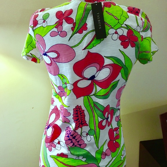 Talbot's Pink and Green floral Top - Picture 2 of 3